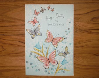 Sweet Antique 1940's Happy Easter Card - Vintage Butterflies Easter Card - Antique Easter Card - '40's Vintage Easter Scrapbook Ephemera