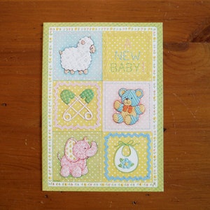 Vintage New Baby Card - carte New Baby Baby Toys des années 1970 - New Baby Boy Girl Card des années 70 - Carte de félicitations pour les parents éphémères