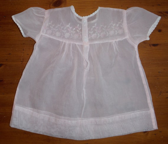 Sweet Vintage Pink Nylon Baby Dress - 1960's Pale… - image 6