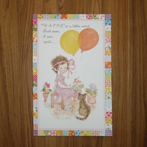 Cartão Vintage Caprichoso de Melhoras - Cartão Vintage de Desejos de Melhoras - Cartão de Felicidades de Melhoras para Menina Gatinha dos anos 70, Diário de Junk Ephemera