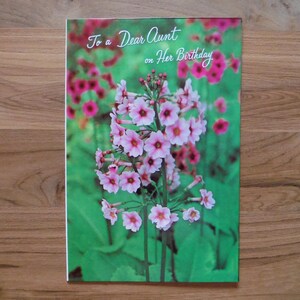 Biglietto di buon compleanno zia Mod Vintage degli anni '70 - Biglietto di compleanno cara zia inutilizzato degli anni '70 - Biglietto di compleanno Vintage zia Mod Flowers Ephemera