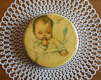Vintage Shabby Chic Baby Decor Piece - Shabby Chic Nursery Decor - 1950&#39;s Sleeping Baby Craft Decoration Piece