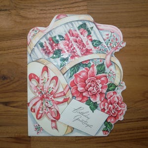 Spezielle Vintage 1950er Jahre Geburtstagskarte - Vintage 50er Jahre Hübsche funkelnde Geburtstagsgrüße - Antikes Geburtstagsjournal Scrapbook Ephemera
