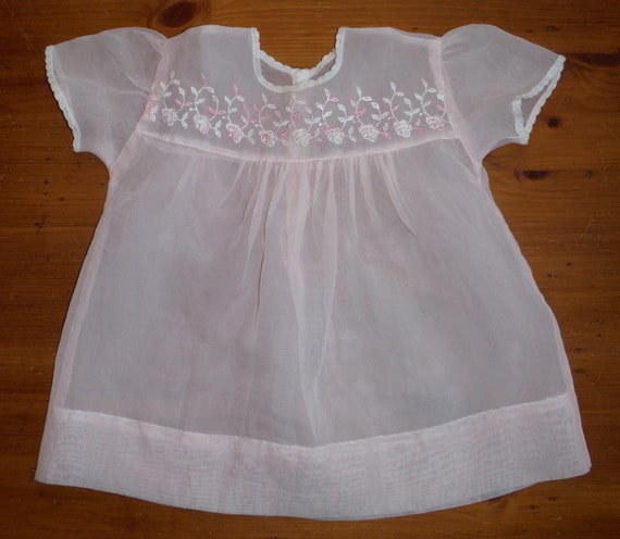 Sweet Vintage Pink Nylon Baby Dress - 1960's Pale… - image 2