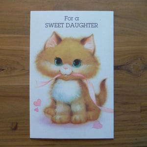 Vintage süße Tochter Valentinskarte - Vintage Kätzchen Kitty Katze Tochter Valentinskarte - Kind Mädchen Kätzchen Valentine Ephemera
