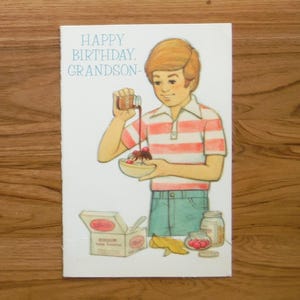 carte d'anniversaire petit-fils des années 1970 - carte spéciale petit-fils Mod des années 70 - album éphémère de voeux d'anniversaire de petit-fils du chef