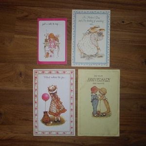 4 Vintage Holly Hobbie Cards - 1970's Vintage Holly Hobbie Cards Stationary - '70's Holly Hobbie New Baby Mother's Day Journal Ephemera