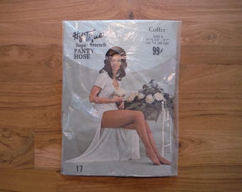 Vintage Mod Panty-Hose New in Package - 1970's Retro Pantyhose Hosiery Nylon Stockings - Vintage Hy Tique Ladies Coffee Size B Panty Hose