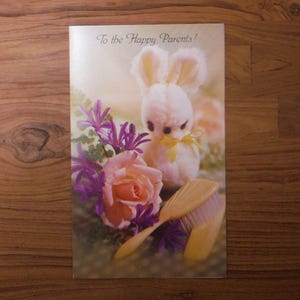 Sweet Vintage 1960&#39;s New Baby Card - Vintage Happy Parents Congratulations Card - Vintage &#39;60&#39;s New Baby Boy Girl Scrapbook Ephemera