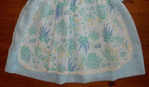 Cute Vintage Blue Apron Infant Dress - 1970's Blu… - image 5