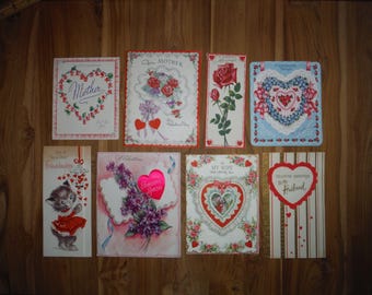 Antique 1930's Valentine Cards - 30's Valentine Cards Lot Ephemera - Shabby Chic Valentine Valentines Junk Journal Scrapbook Ephemera