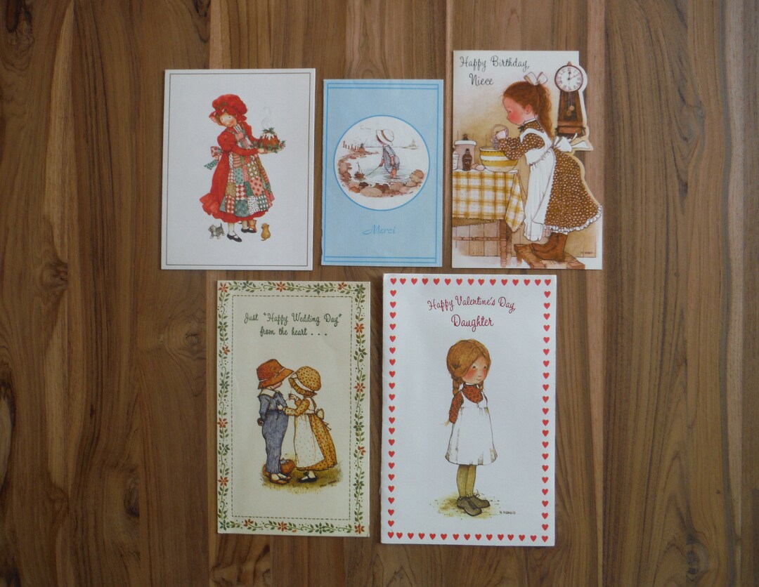 5 Vintage Holly Hobbie Cards 1970's Vintage Holly Hobbie Cards