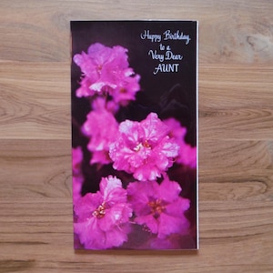 Biglietto di buon compleanno zia Mod Vintage degli anni '70 - Biglietto di compleanno cara zia inutilizzato degli anni '70 - Biglietto di compleanno Vintage zia Mod Flowers Ephemera