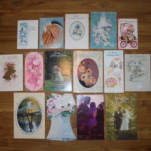 15 Vintage 1950's - 1970's 's Wedding Cards - Vintage Bride and Groom Wedding Day Congratulations Greeting Cards Ephemera Lot