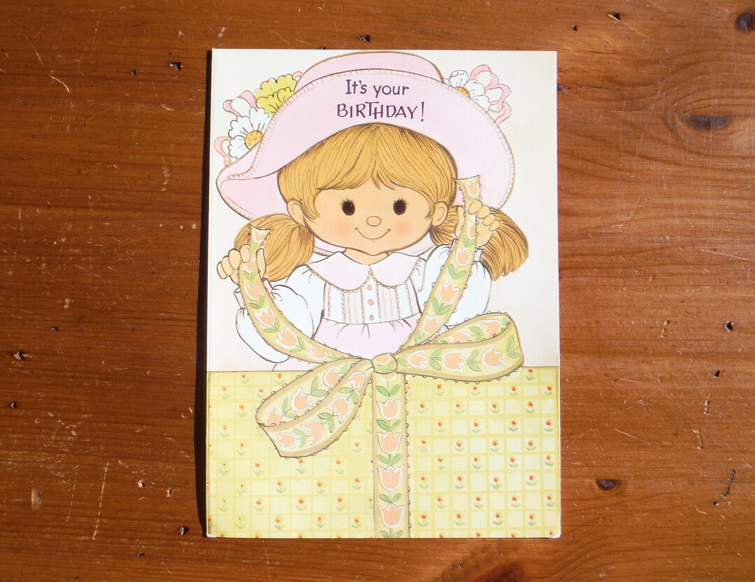 Vintage 1960's Happy Birthday Girl Card - '60's Girl Wrapping Gift ...
