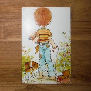Jolie carte d'anniversaire garçon joyeux anniversaire des années 1970 - carte d'anniversaire garçon chiot chien ours en peluche des années 70 - album éphémères d'anniversaire de scrapbooking pour garçon