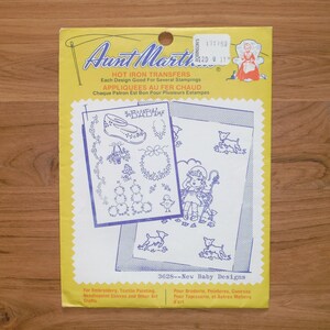 Vintage Aunt Martha&#39;s Hot Iron Transfers - #3628 New Baby Designs Blanket Craft Transfer - Embroidery Textile Painting Needlepoint Patterns