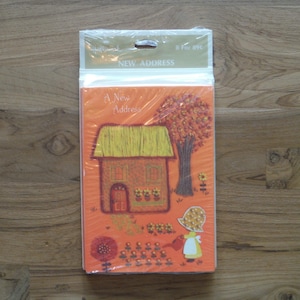 Vintage nieuwe adreskaarten jaren 70 - aankondigingskaarten motorkap Girl We've Moved jaren 70 - Leuk nieuw huis dagboek uit de jaren 70