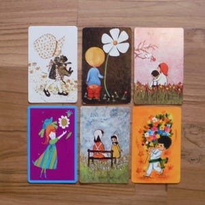 Vintage Mod Girl Holly Hobbie Playing Cards - 1970&#39;s Groovy Girl Guy Cards - &#39;70&#39;s Holly Hobbie  Boy Flower Power Card Journal Ephemera