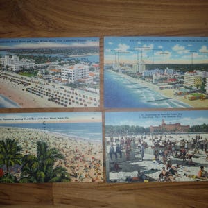 4 Vintage Florida Beach Linen Postcards - 1940's - 1950's Florida Postcard Ephemera Lot - Vintage Miami Tampa Bay Beach Tropical Postcards