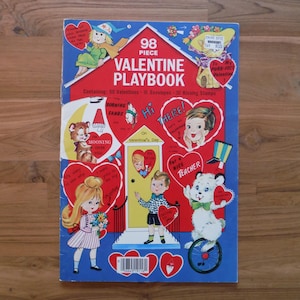Vintage boek met valentijnskaarten uit de jaren 60 - '60 papier nieuwigheid Valentijnsenveloppen voor kinderen uitgesneden boek - jaren '60 nieuwe valentijnskaarten