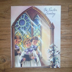 Schöne Vintage 1950er Osterkarte - Vintage 50er Ostersonntag Sängerknaben Karte - Vintage Schöne Osterbotschaft Journal Ephemera