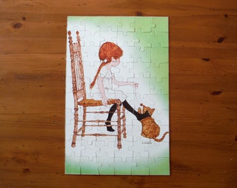 Vintage Holly Hobbie Jigsaw Puzzle - Vintage 1970's Holly Hobbie and Kitten Jigsaw Puzzle - 1976 Holly Hobbie Friend Puzzle Ephemera