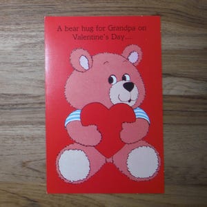 Tarjeta de San Valentín con abuelo vintage - Tarjeta de San Valentín con abrazo de osito de peluche de abuelo vintage - Lindo álbum de recortes de San Valentín con abuelo