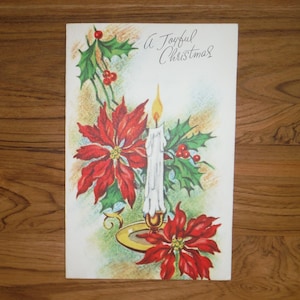 Vintage 1950's Christmas Card - 1950's Xmas Christmas Candles Card - Vintage '50's Christmas Paper Junk Journal Ephemera