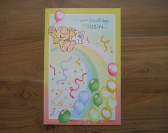 Vintage Ziggy Cousin Birthday Greeting Card - Vintage 1980's Ziggy Rainbow Card - Vintage Tom Wilson Ziggy Birthday Scrapbook Ephemera