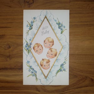 Cute Vintage New Baby Card - 1960&#39;s Hello New Baby Card - &#39;60&#39;s New Baby Boy Girl Card - Congratulations Parents Scrapbook Journal Ephemera