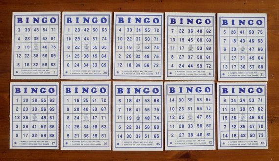 10 vintage Bingo cards 10 cardboard cards