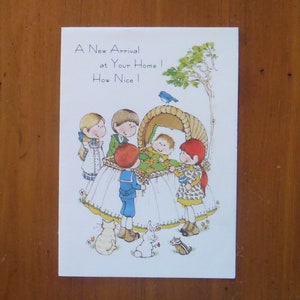 Vintage Cute New Baby Card - 1970's New Baby Girl Card - '70's Congratulations Parents New Baby New Arrival Card Ephemera