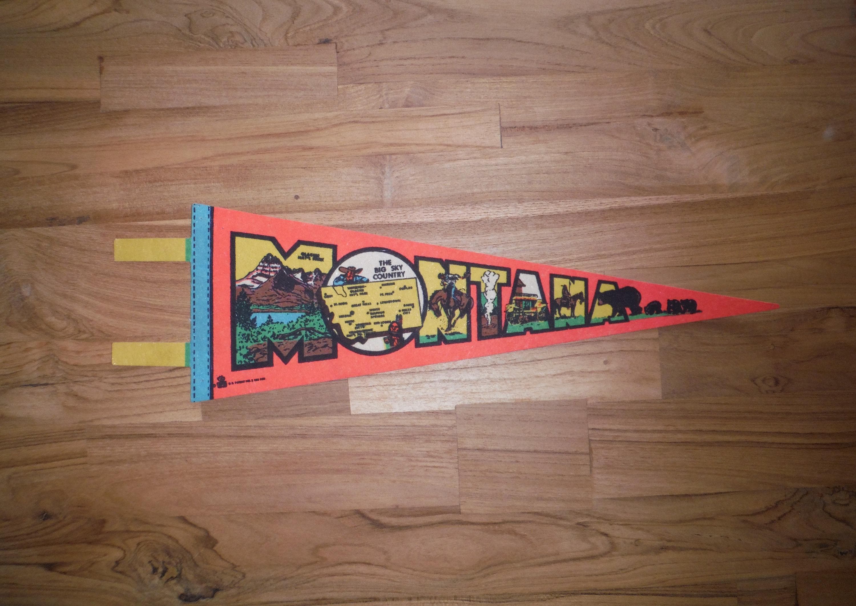 Ancien Fanion Drapeau Souvenir MONTANA - Vintage USA