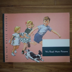Vintage 1950&#39;s Dick & Jane Workbook - &#39;50&#39;s Language Arts We Read More Pictures School Work Book - Vintage Practice Learning to Read Book