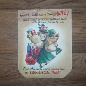Carte vintage des années 50 pour la fête des mères - Carte vintage des années 50 pour la fête des mères de ma femme - Meilleure carte éphémère des années 50