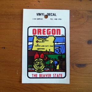 Oregon State map  "The Beaver State"  Vintage 1950's Style  Travel Decal   Coast 