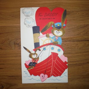 Beste Vintage Daddy Valentinstag Karte - 60's kitschig Valentinstag Papa Karte - süße Boot Daddy Valentinstag Karte Ephemera