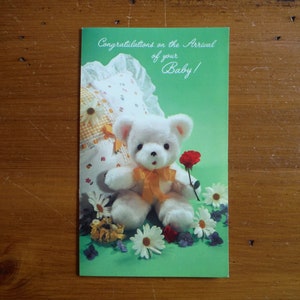 Sweet vintage New Baby Card - vintage New Baby Boy Girl Congratulations Card - Retro New Baby Scrapbook Ephemera