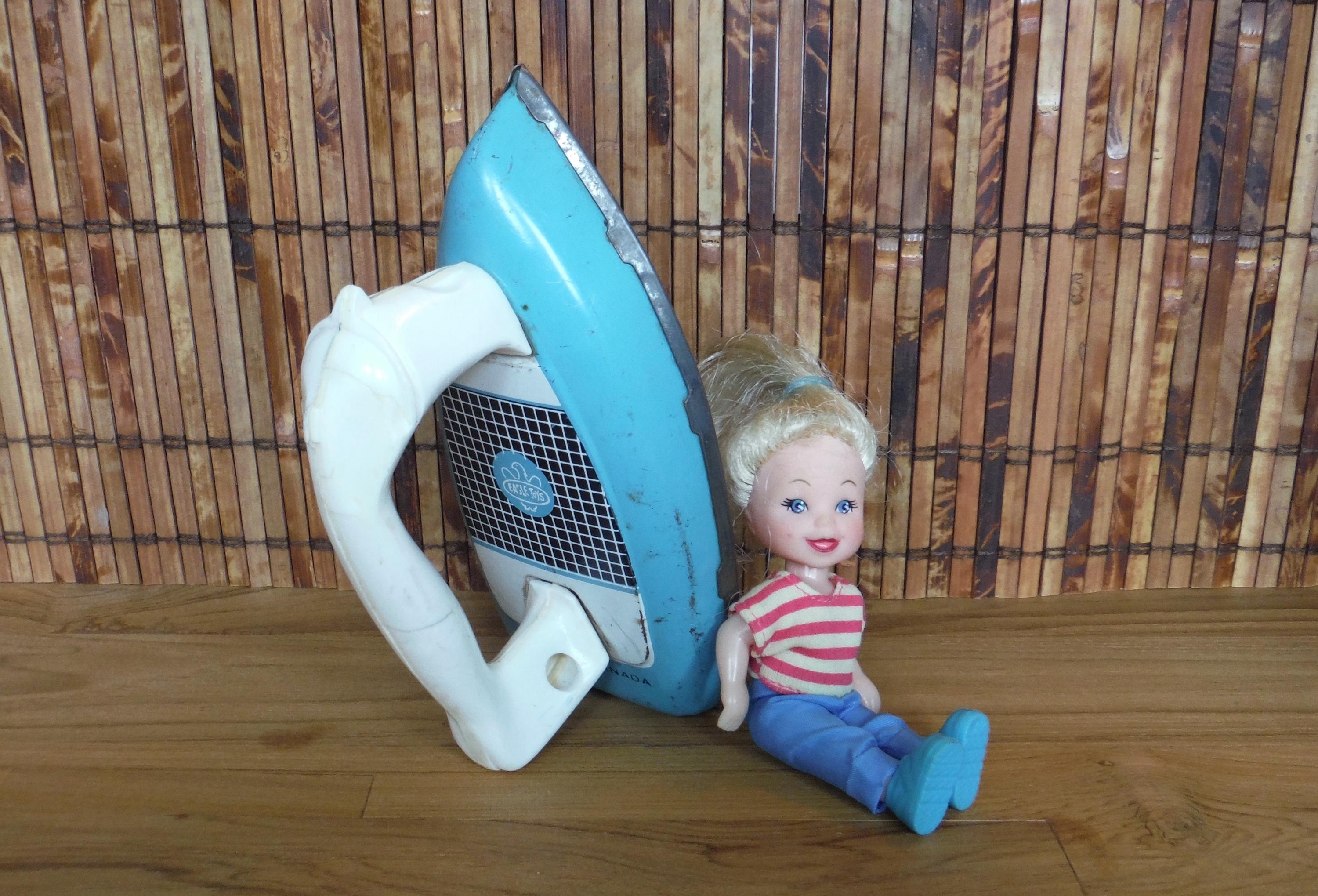 Vintage Child's Blue Metal Iron Toy - Vintage Child Girl's Eagle Toys Blue Black Iron Toy - Vintage Kitschy Child Laundry Room Decor