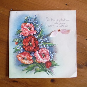 Wunderschöne Vintage 1940er Get Well Karte - 40er Get Well Embossed Card - Vintage Better Health Wishes Vintage Grußkarte Ephemera