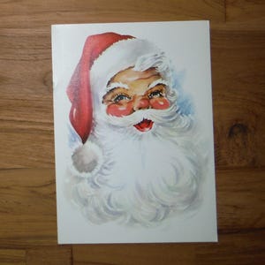 Vintage 1960&#39;s Christmas Card - Vintage &#39;60&#39;s Santa Claus Glossy Card - 1960 Glossy Santa Christmas Greeting Card Paper Ephemera