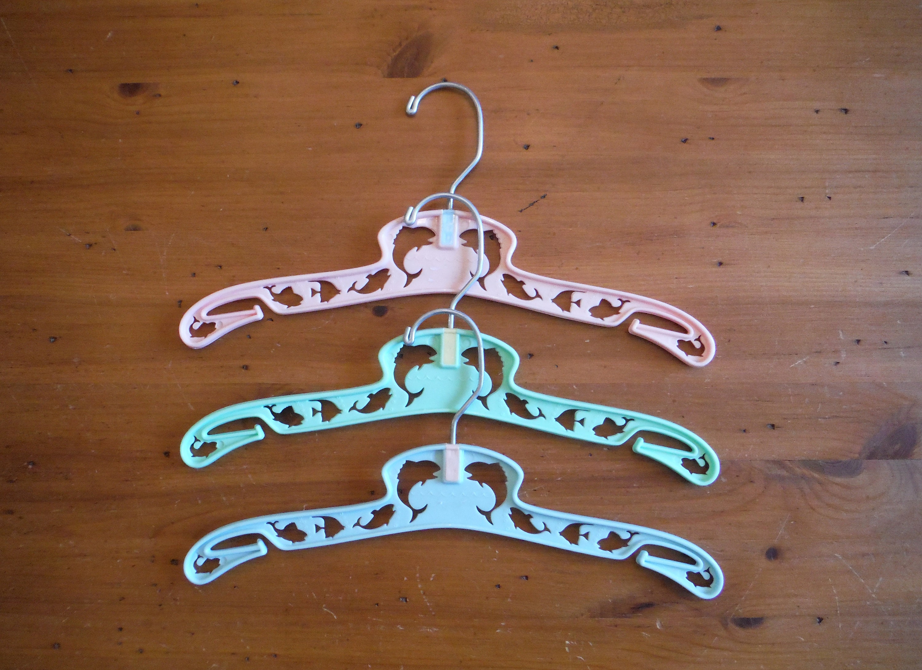 3 Vintage Fish Infant Clothing Hangers Vintage 1960's Plastic Fish