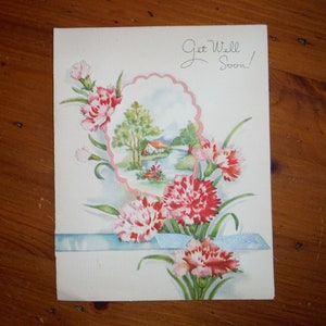 Mooie Vintage 1940's Get Well Card - '40's Get Well Floral Flowers Card - Vintage Betere Gezondheidswensen Begroeting Junk Journal Ephemera