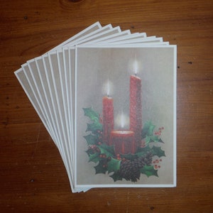 10 Vintage 1960&#39;s Christmas Cards - &#39;60&#39;s Christmas Candles Xmas Card - 1960 Christmas Greeting Card Junk Journal Ephemera