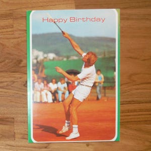 Vintage 1970's Happy Birthday Tennis Card - Retro '70's Tennis Player Happy Birthday Card - Tennis Birthday Scrapbook Journal Ephemera