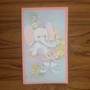 Sweet Vintage 1960&#39;s New Baby Card - Vintage New Baby Sparkly Congratulations Card - Vintage &#39;60&#39;s New Baby Boy Girl Scrapbook Ephemera