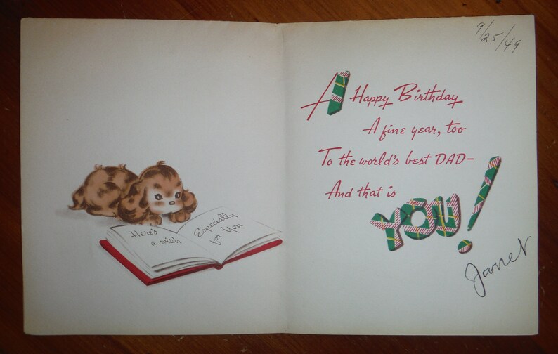 Cute Vintage 1940/'s Dad Birthday Card 1940/'s Daddy Norcross Birthday Card Ephemera /'40/'s Puppy Dog Father Dad Birthday Greeting Card
