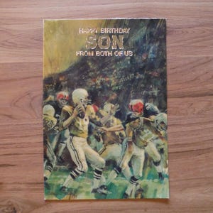 Vintage 1970's Son Football Birthday Card - Retro '70's Football Player Happy Birthday Card - Football Son Birthday Card Paper Ephemera