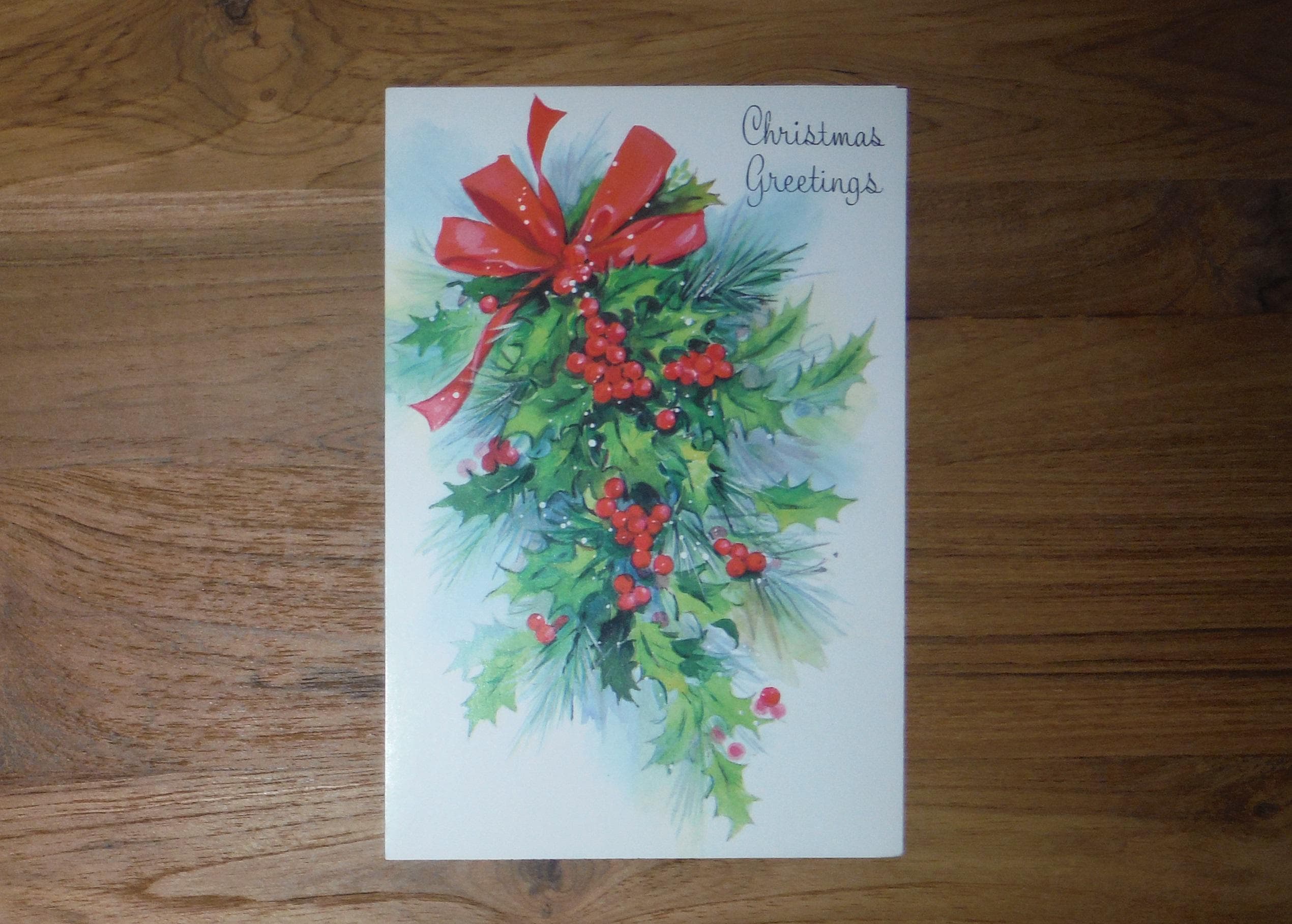 Vintage 1970's Christmas Card - 1970's Xmas Christmas Holly Vintage 1970's Christmas Card - 1970's Xmas Christmas Holly